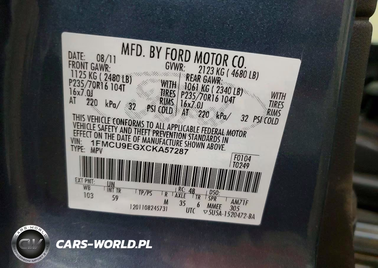 2012 Ford Escape Limited VIN:1FMCU9EGXCKA57287 - 13