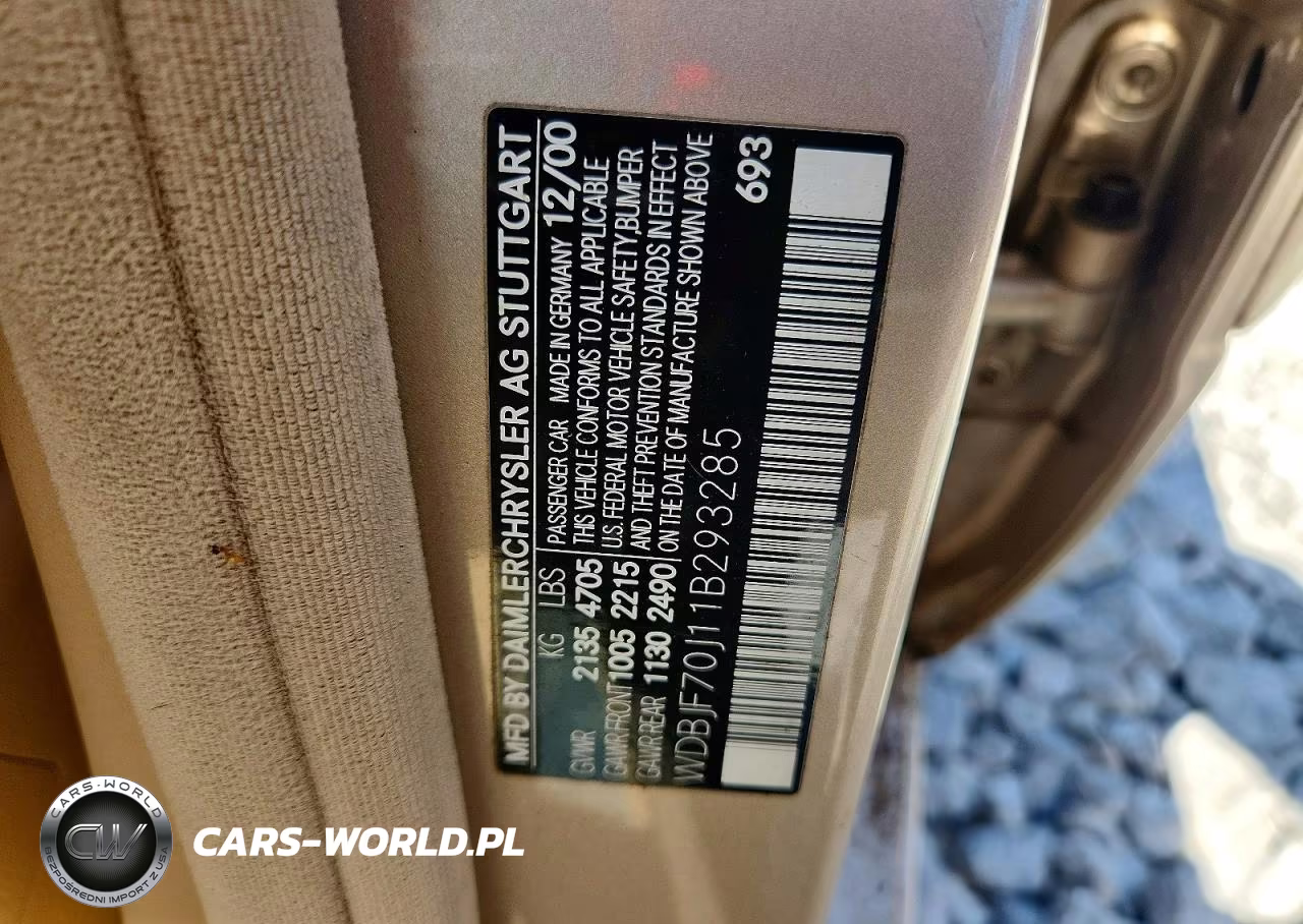 2001 Mercedes-Benz E 430 VIN:WDBJF70J11B293285 - 12