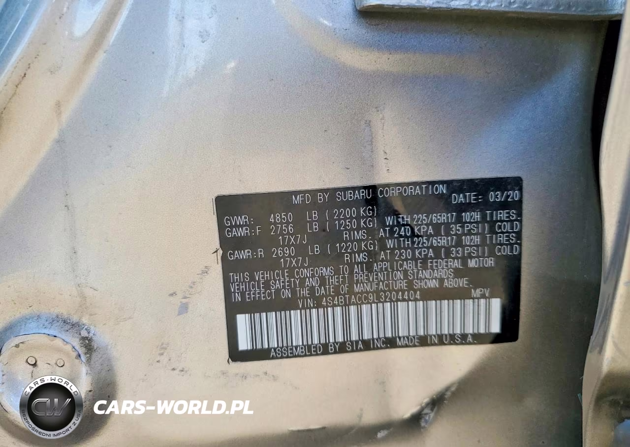 2020 Subaru Outback Premium VIN:4S4BTACC9L3204404 - 12