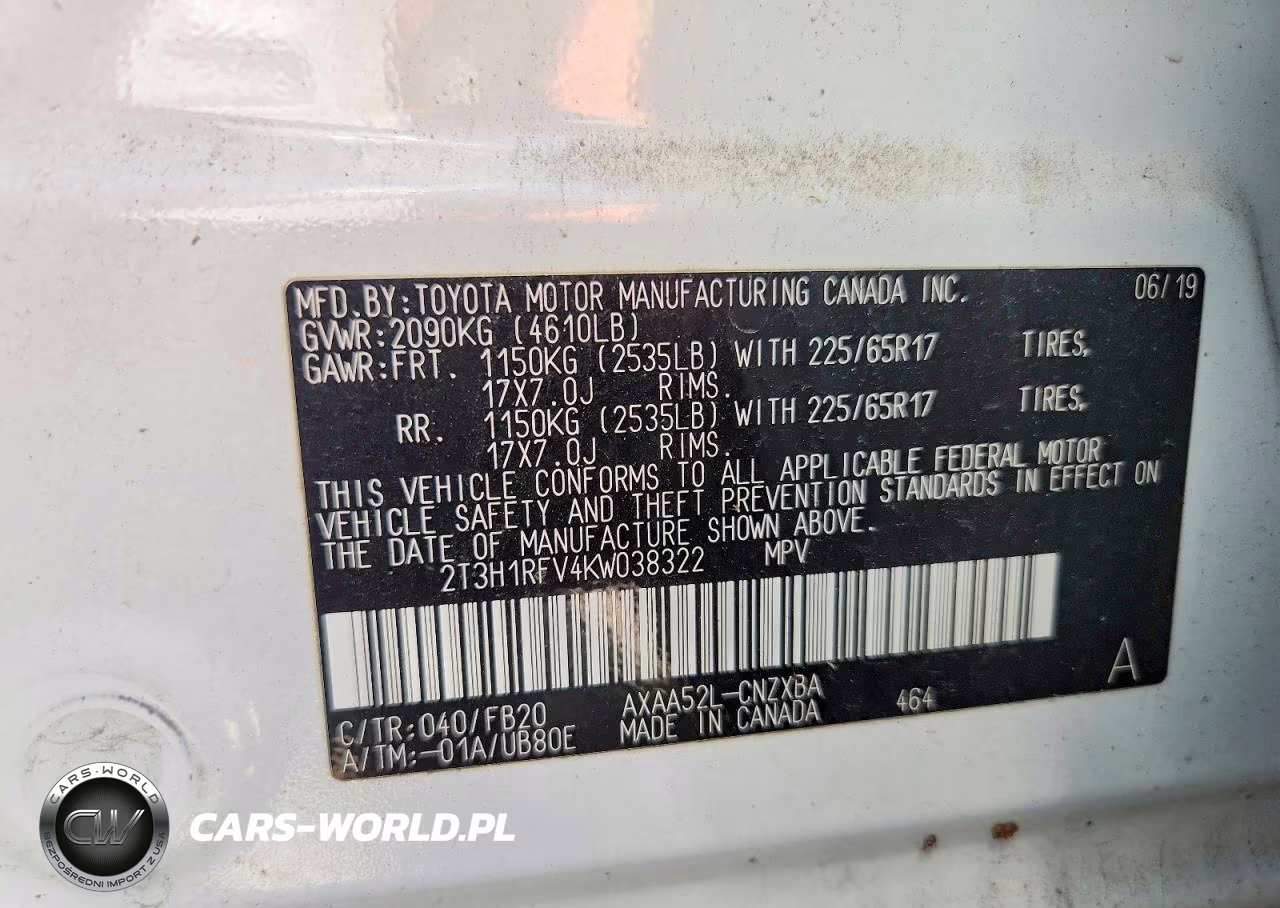 2019 Toyota Rav4 Le VIN:2T3H1RFV4KW038322 - 14