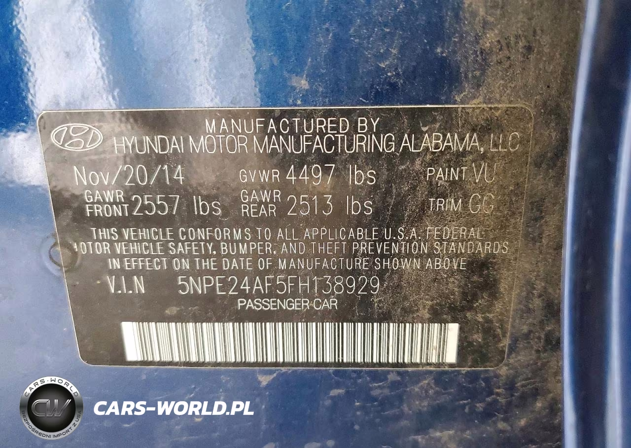 2015 Hyundai Sonata Se VIN:5NPE24AF5FH138929 - 12