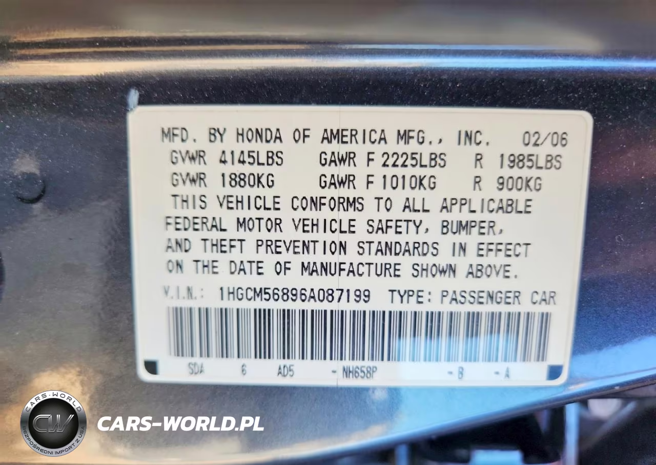 2006 Honda Accord Ex VIN:1HGCM56896A087199 - 13