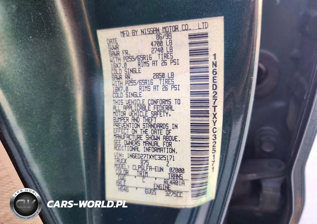 2000 Nissan Frontier Xe VIN:1N6ED27TXYC325171 - 12