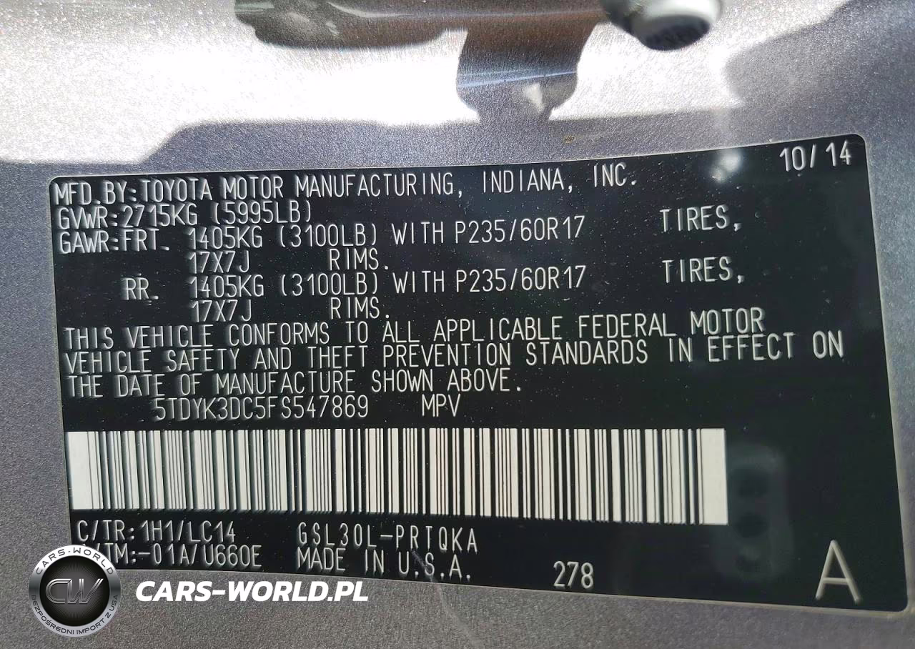 2015 Toyota Sienna Xle 8-Passenger VIN:5TDYK3DC5FS547869 - 13