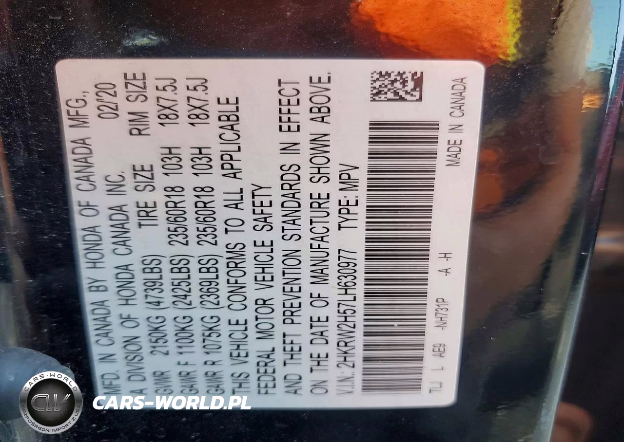 2020 Honda Cr-V Ex VIN:2HKRW2H57LH630977 - 13