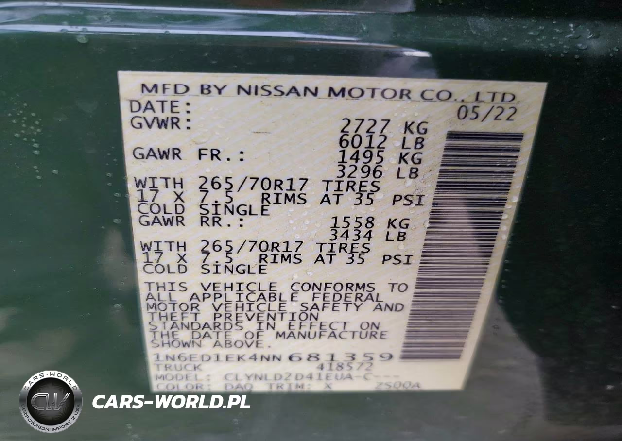 2022 Nissan Frontier Pro-4X VIN:1N6ED1EK4NN681359 - 13