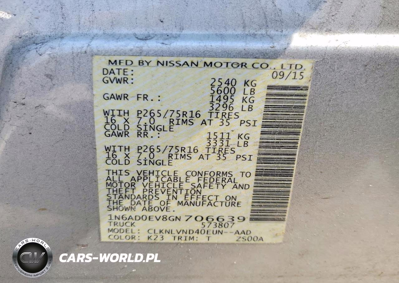 2016 Nissan Frontier Pro-4X VIN:1N6AD0EV8GN706639 - 13