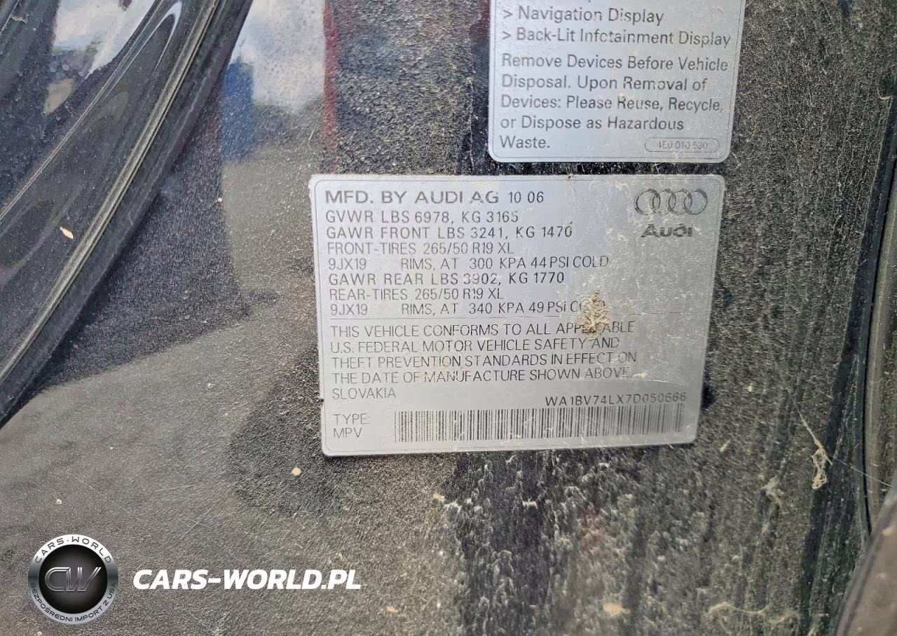 2007 Audi Q7 4.2 Quattro Premium VIN:WA1BV74LX7D050666 - 12