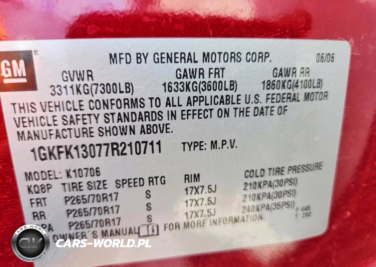 2007 GMC Yukon VIN:1GKFK13077R210711 - 13
