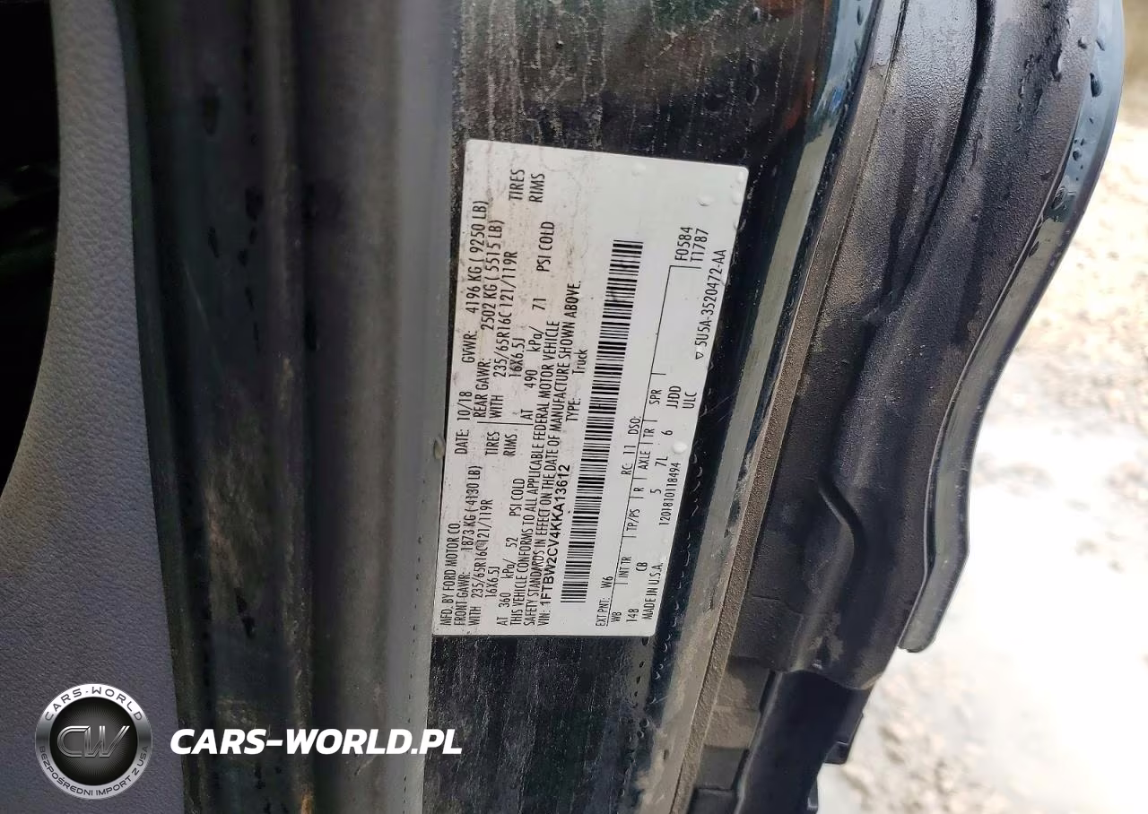 2019 Ford Transit T-350 VIN:1FTBW2CV4KKA13612 - 13