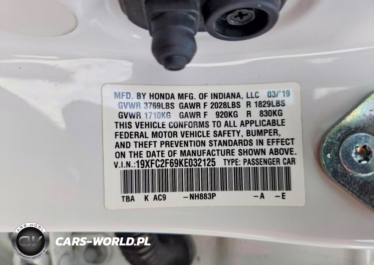 2019 Honda Civic Lx VIN:19XFC2F69KE032125 - 12