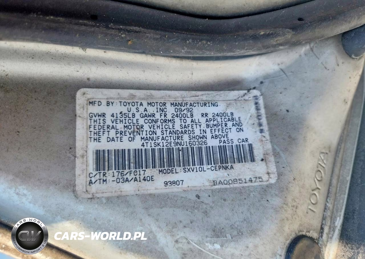 1992 Toyota Camry Le VIN:4T1SK12E9NU160326 - 12