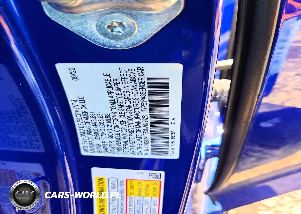 2022 Honda Accord Sport VIN:1HGCV1F3XNA079928 - 12