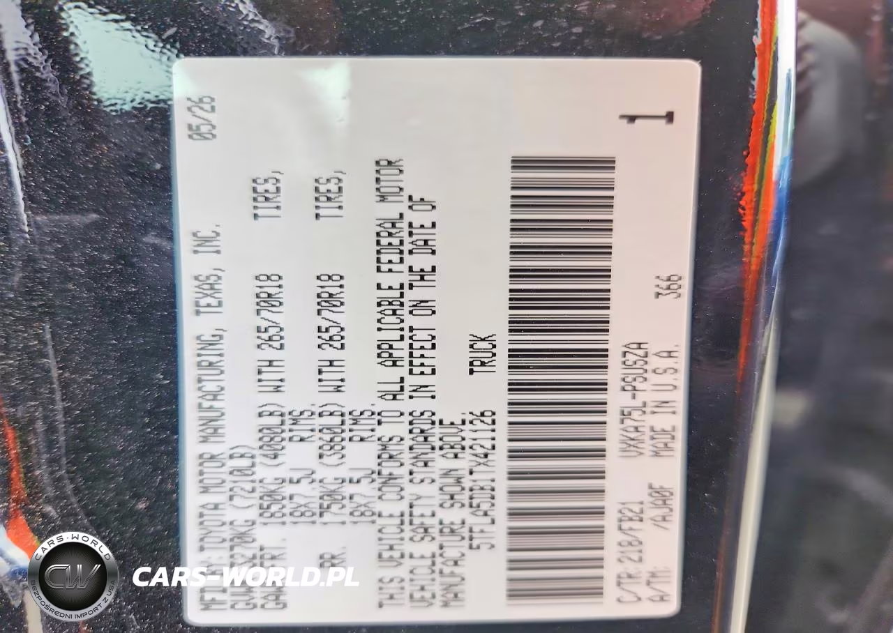 2026 Toyota Tundra Sr5 VIN:5TFLA5DB1TX421126 - 12