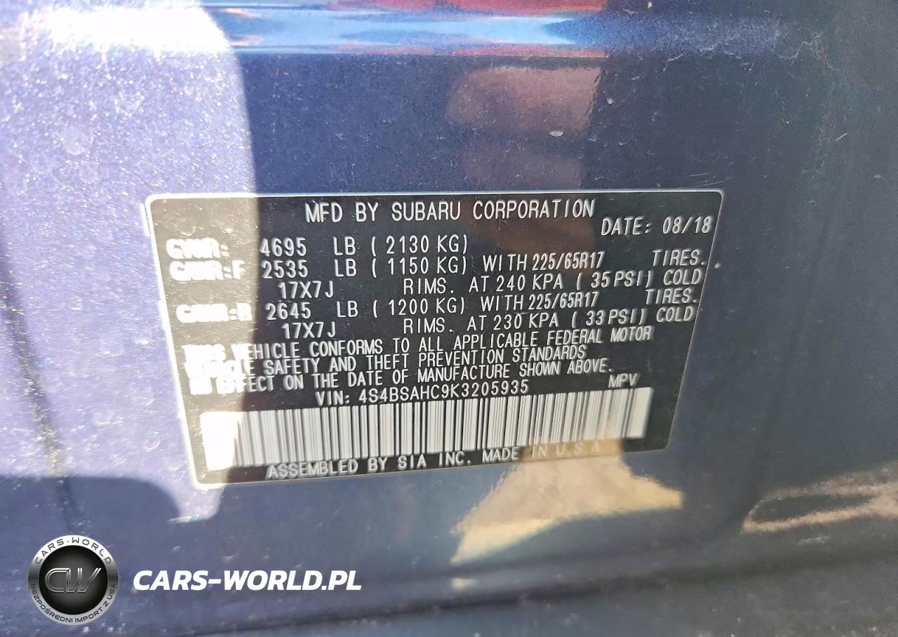 2019 Subaru Outback 2.5I Premium VIN:4S4BSAHC9K3205935 - 13