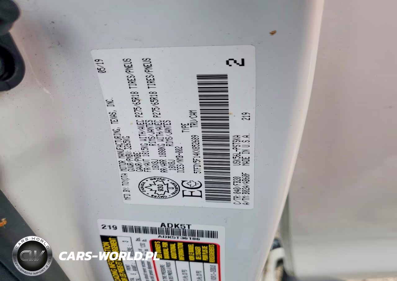 2019 Toyota Tundra Sr5 VIN:5TFDY5F14KX852689 - 12
