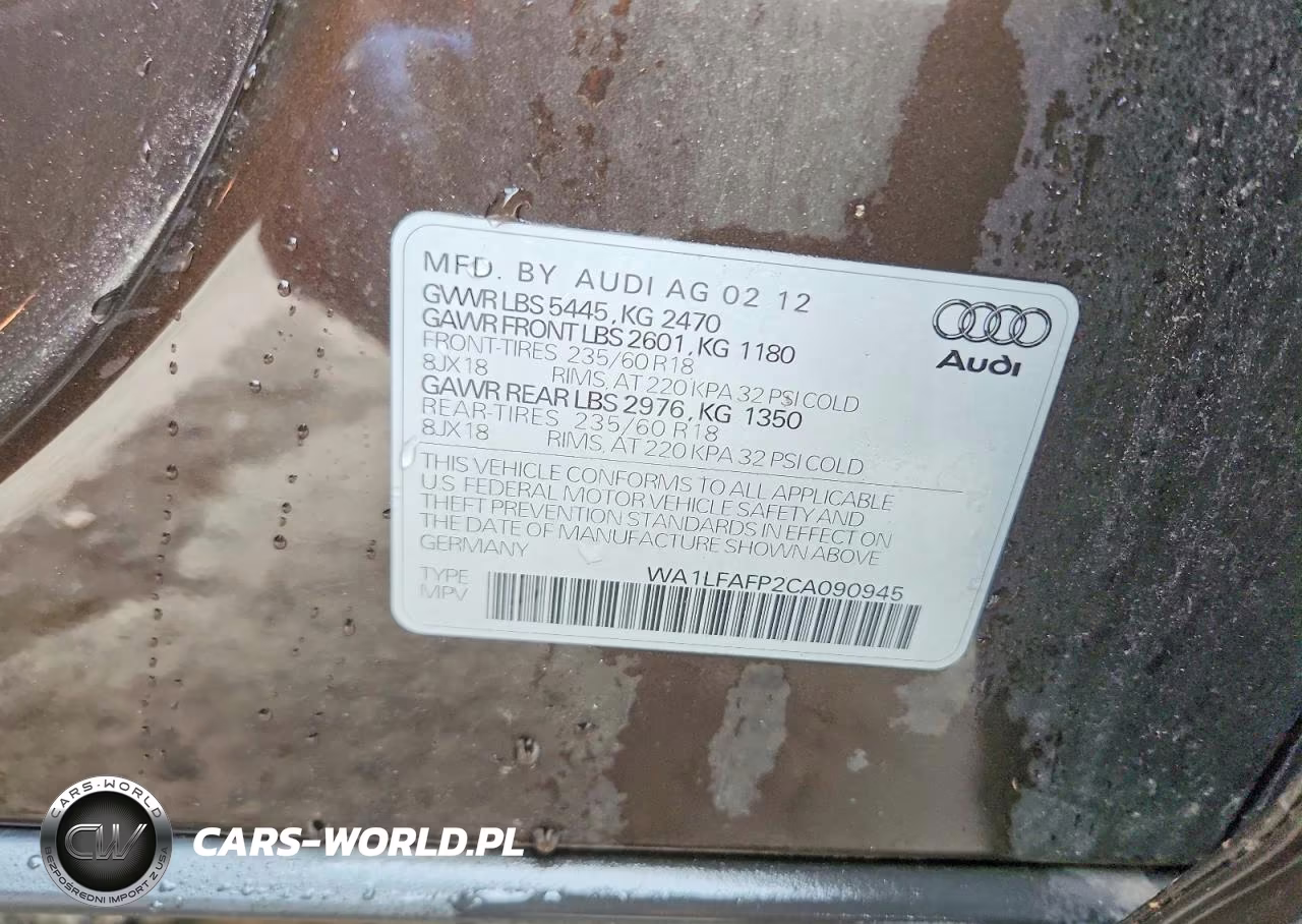 2012 Audi Q5 Premium Plus VIN:WA1LFAFP2CA090945 - 12