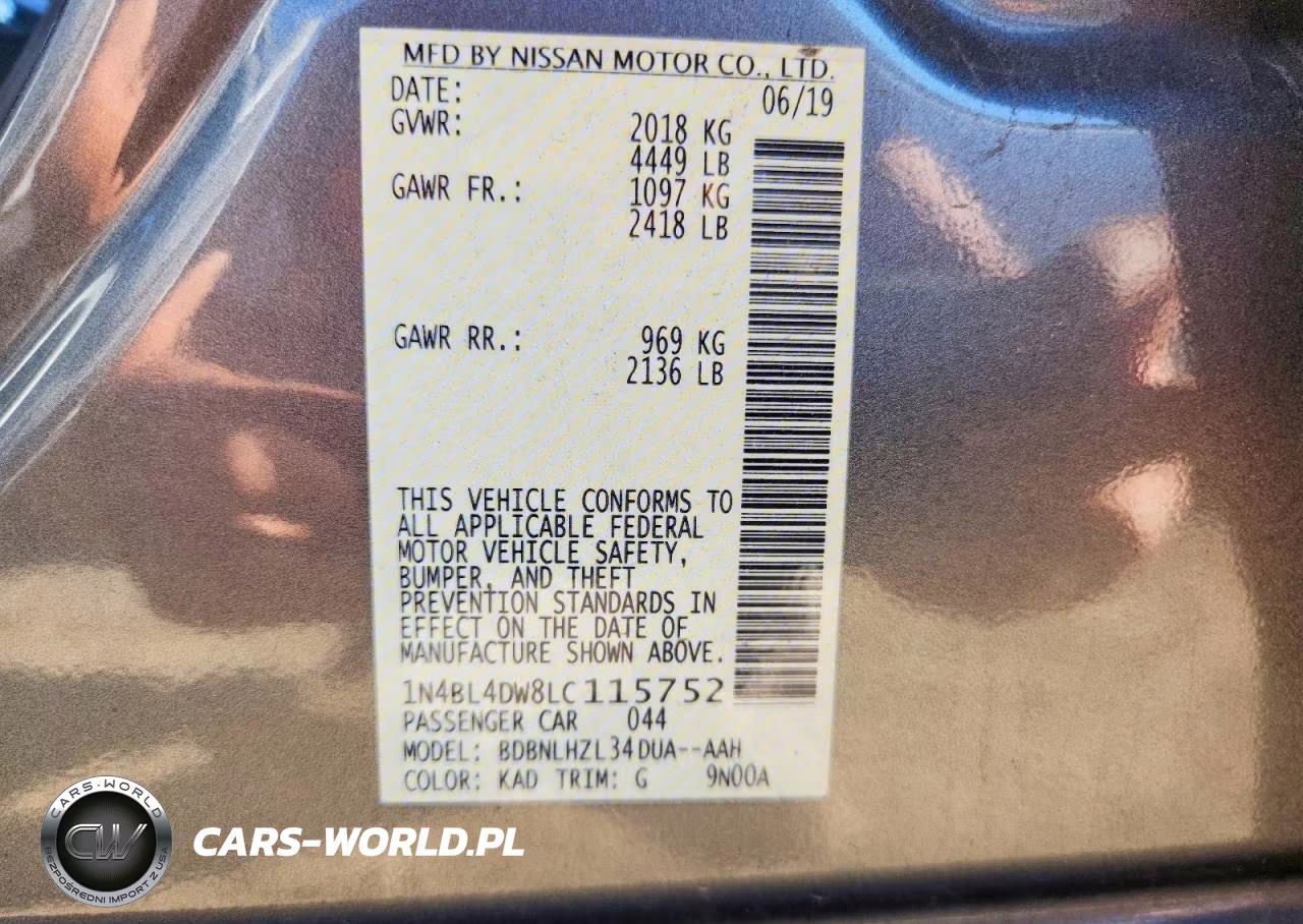 2020 Nissan Altima Sv VIN:1N4BL4DW8LC115752 - 13