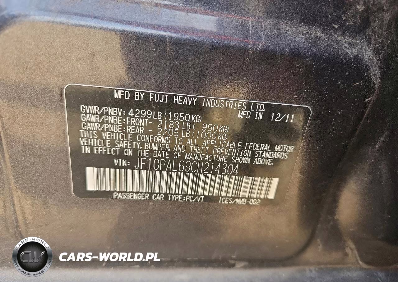 2012 Subaru Impreza Sport Premium VIN:JF1GPAL69CH214304 - 12