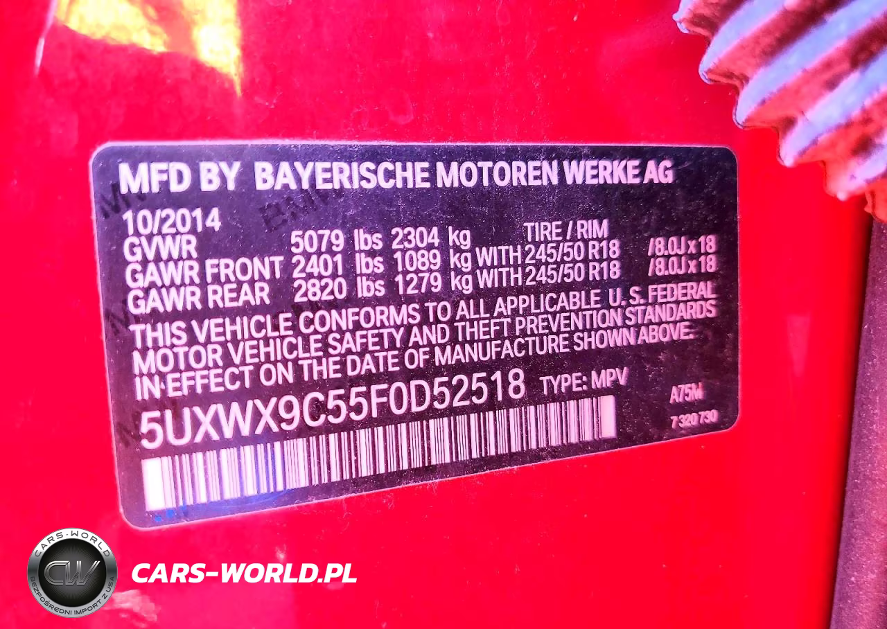 2015 BMW X3 xDrive28I VIN:5UXWX9C55F0D52518 - 13