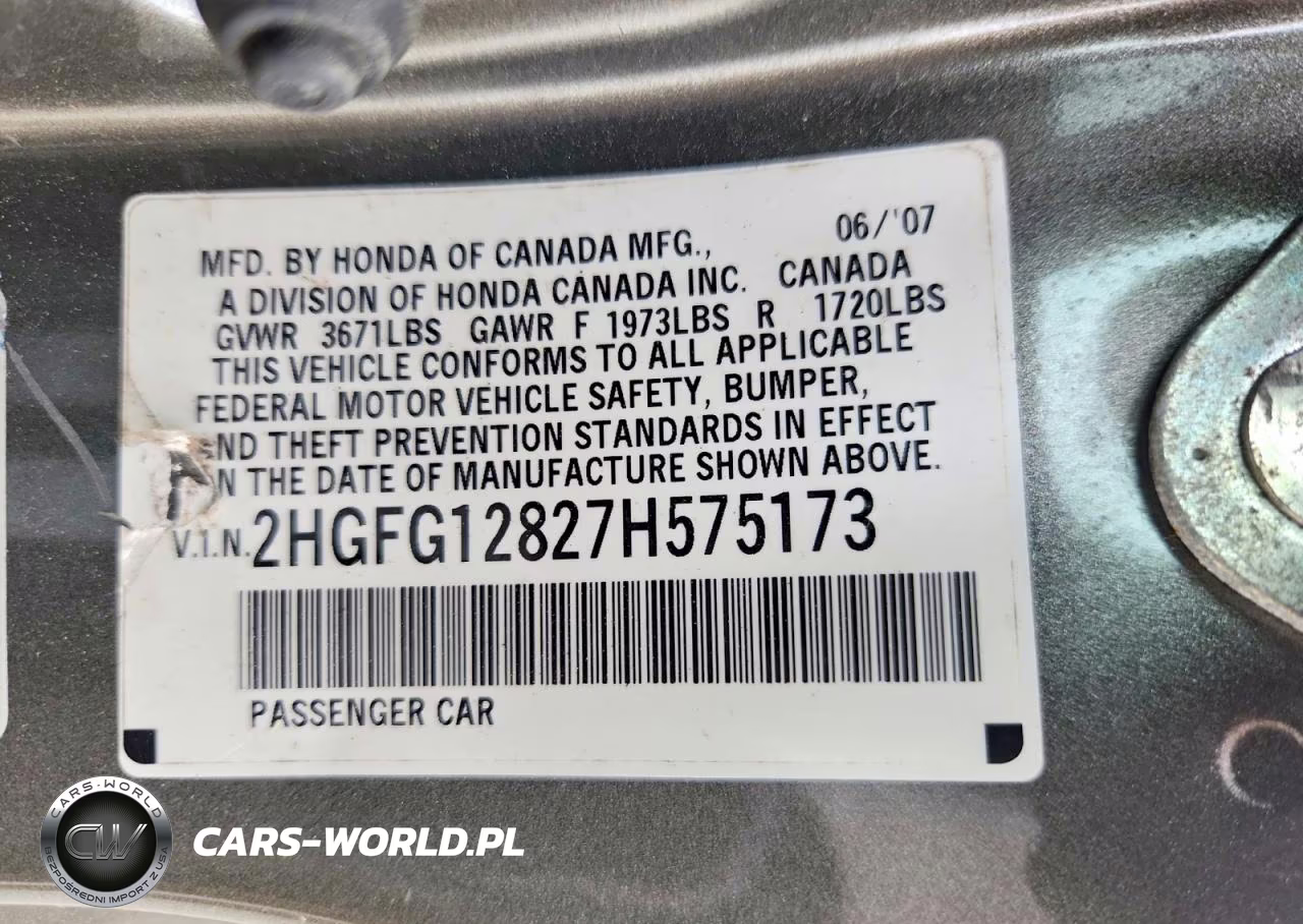 2007 Honda Civic Ex VIN:2HGFG12827H575173 - 12