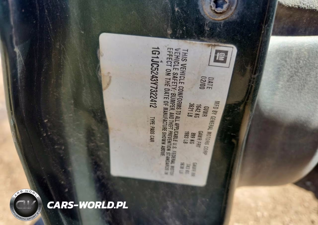 2000 Chevrolet Cavalier VIN:1G1JC5243Y7322412 - 12