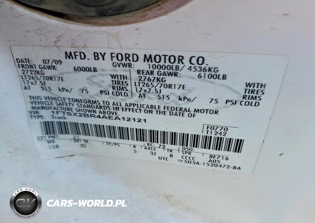 2010 Ford F250 Super Duty VIN:1FTSX2BR4AEA12121 - 12