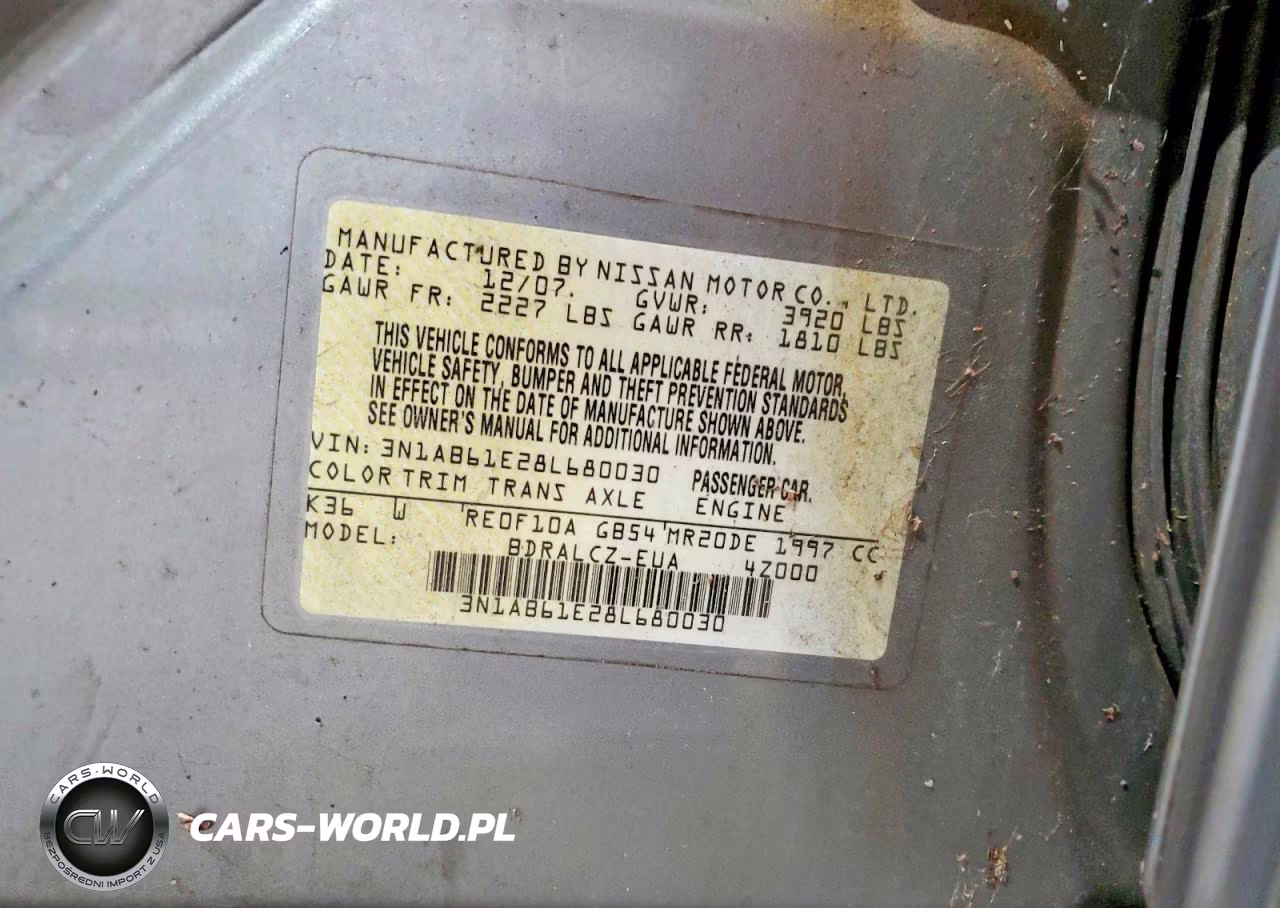 2008 Nissan Sentra 2.0 VIN:3N1AB61E28L680030 - 12