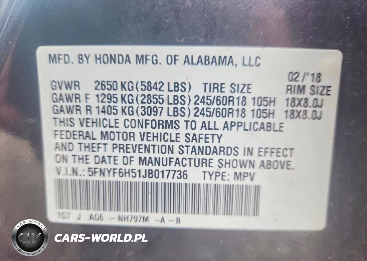 2018 Honda Pilot Exl VIN:5FNYF6H51JB017736 - 13