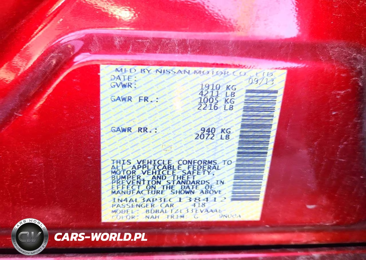 2014 Nissan Altima 2.5 Sv VIN:1N4AL3AP3EC138412 - 13