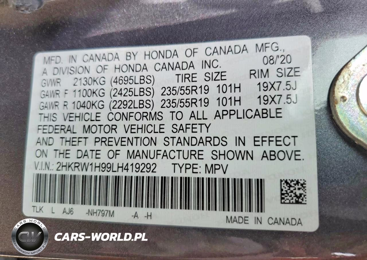 2020 Honda Cr-V Touring VIN:2HKRW1H99LH419292 - 13