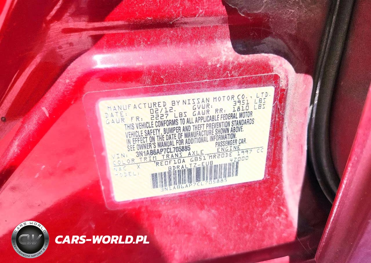2012 Nissan Sentra 2.0 VIN:3N1AB6AP7CL705885 - 12