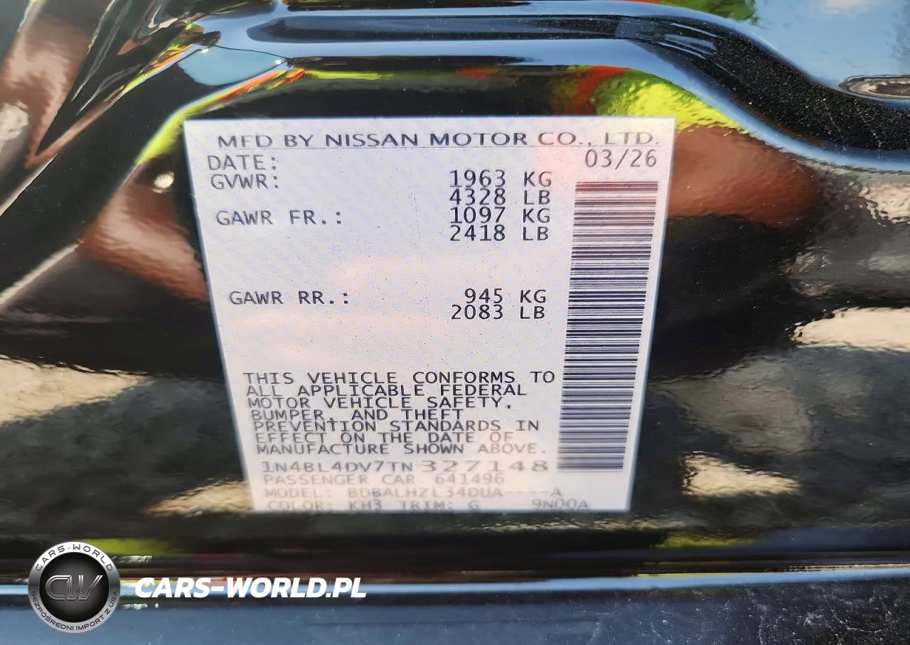2026 Nissan Altima Sv VIN:1N4BL4DV7TN327148 - 13