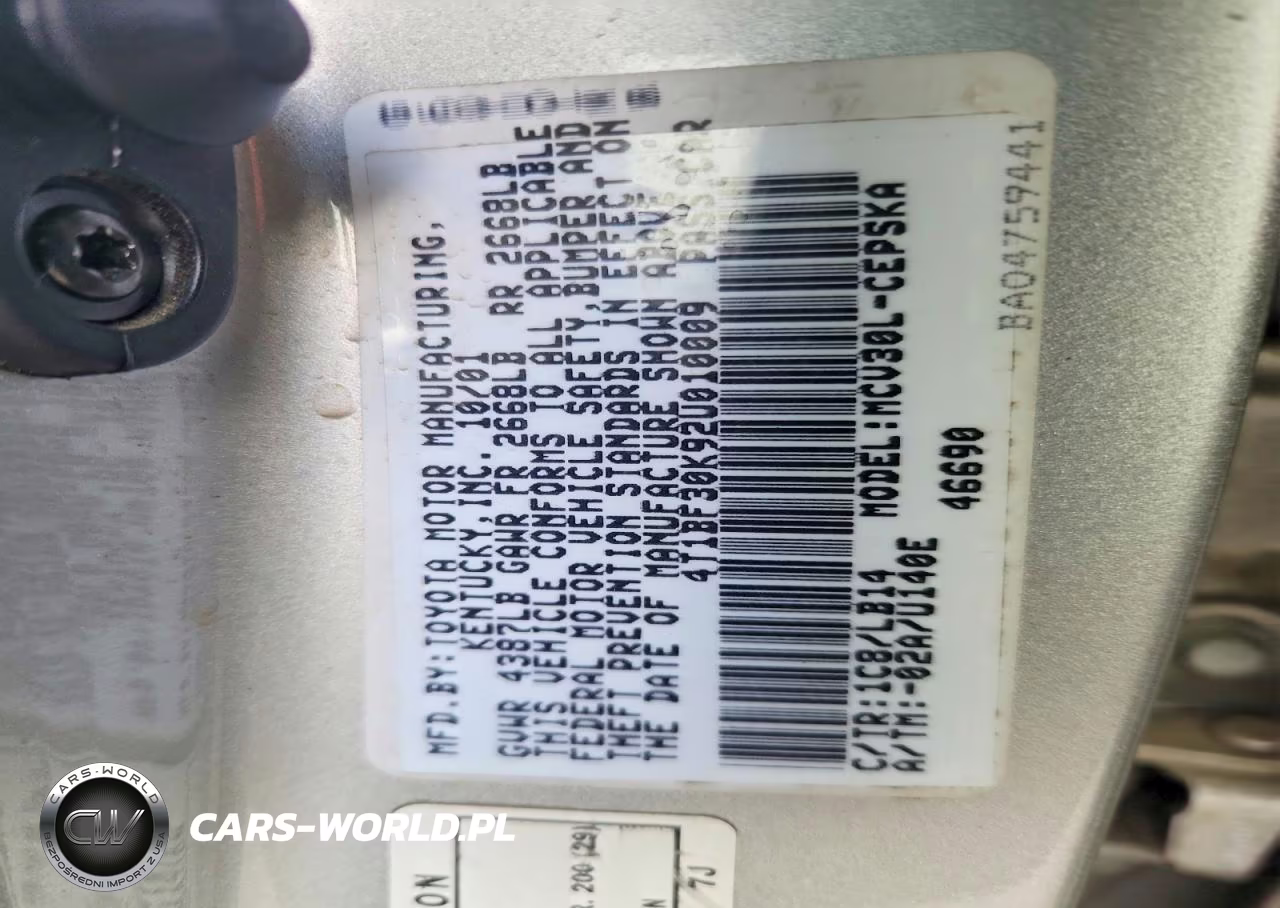 2002 Toyota Camry Se V6 VIN:4T1BF30K92U010009 - 12