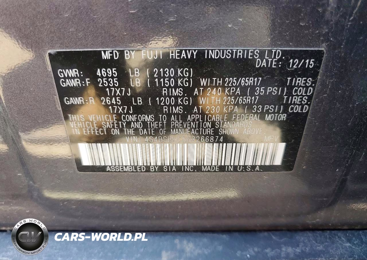 2016 Subaru Outback 2.5I Premium VIN:4S4BSBHC5G3266874 - 13