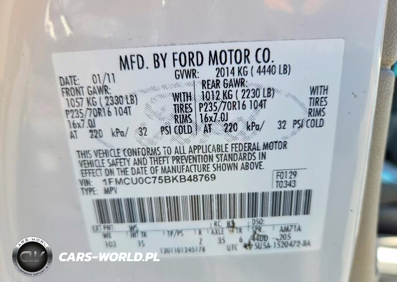 2011 Ford Escape Xls VIN:1FMCU0C75BKB48769 - 12