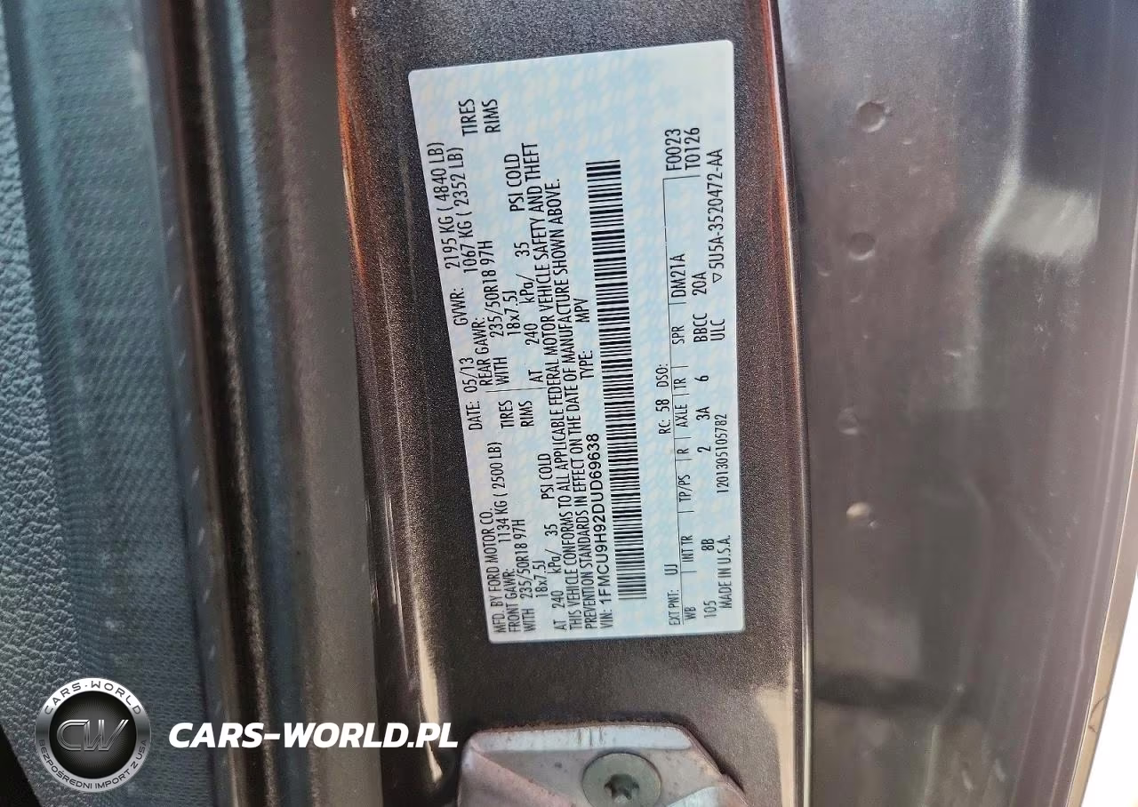 2013 Ford Escape Sel VIN:1FMCU9H92DUD69638 - 13
