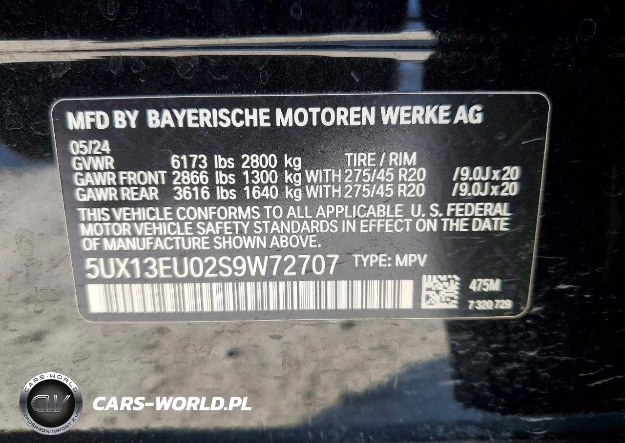 2025 BMW X5 Sdrive40I VIN:5UX13EU02S9W72707 - 13