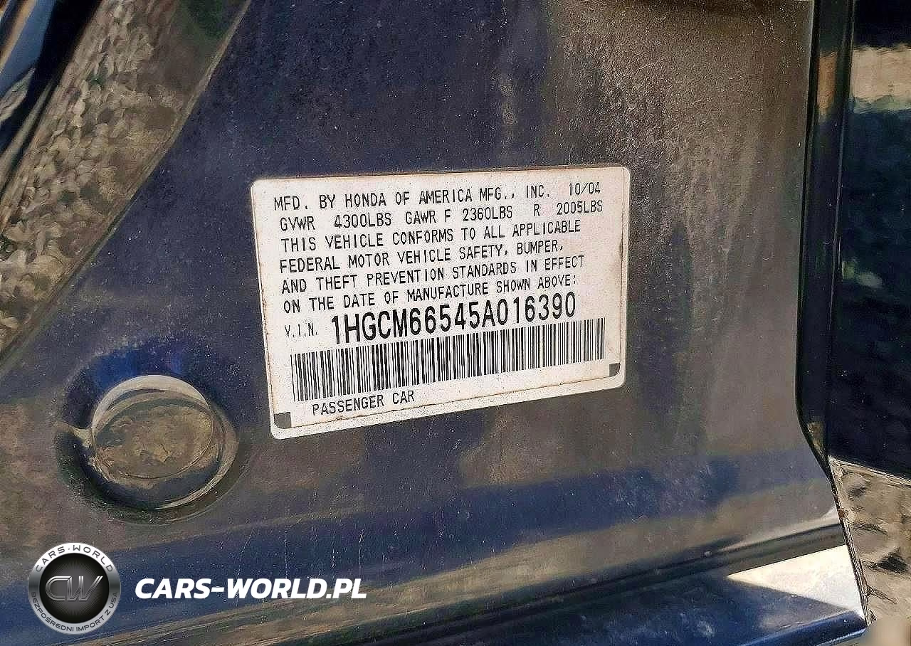 2005 Honda Accord Ex VIN:1HGCM66545A016390 - 13