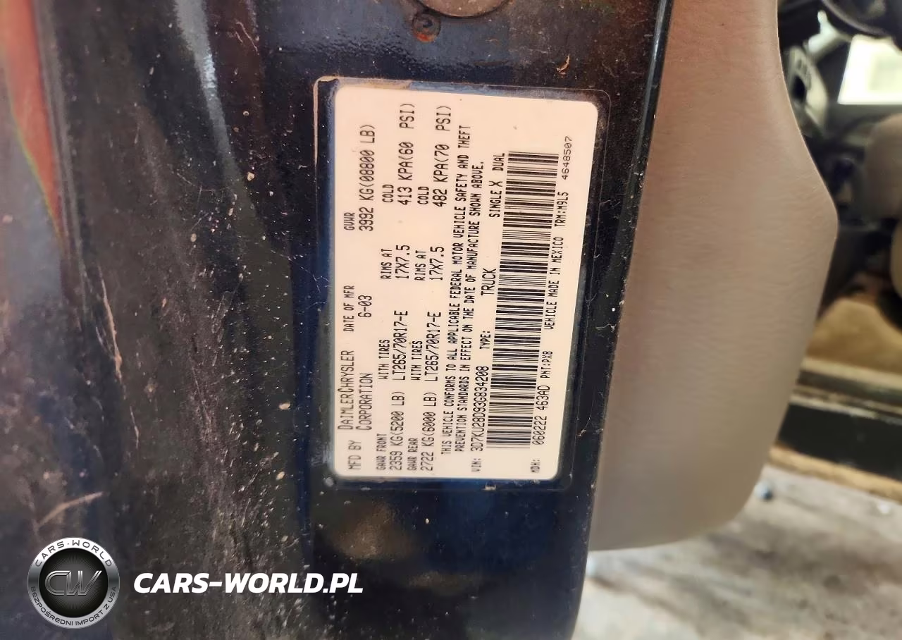 2003 Dodge Ram 2500 St VIN:3D7KU28D93G834208 - 12