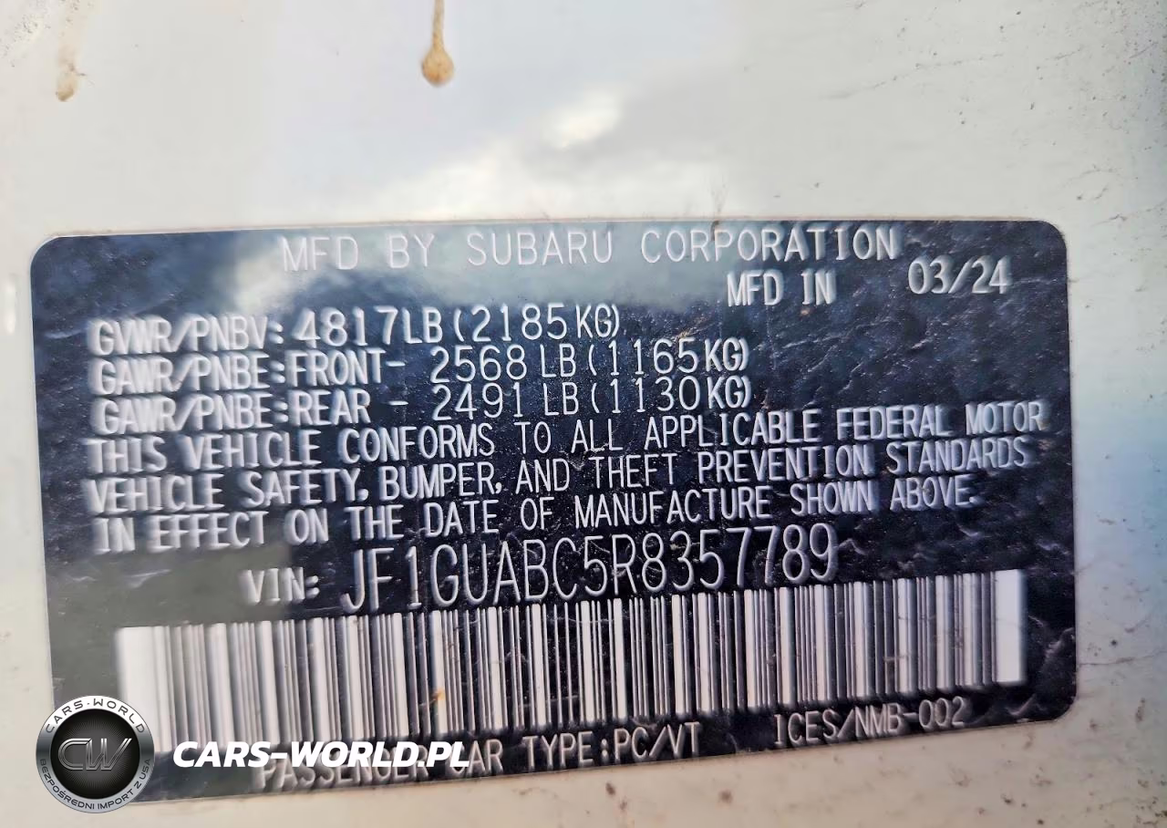2024 Subaru Impreza VIN:JF1GUABC5R8357789 - 12