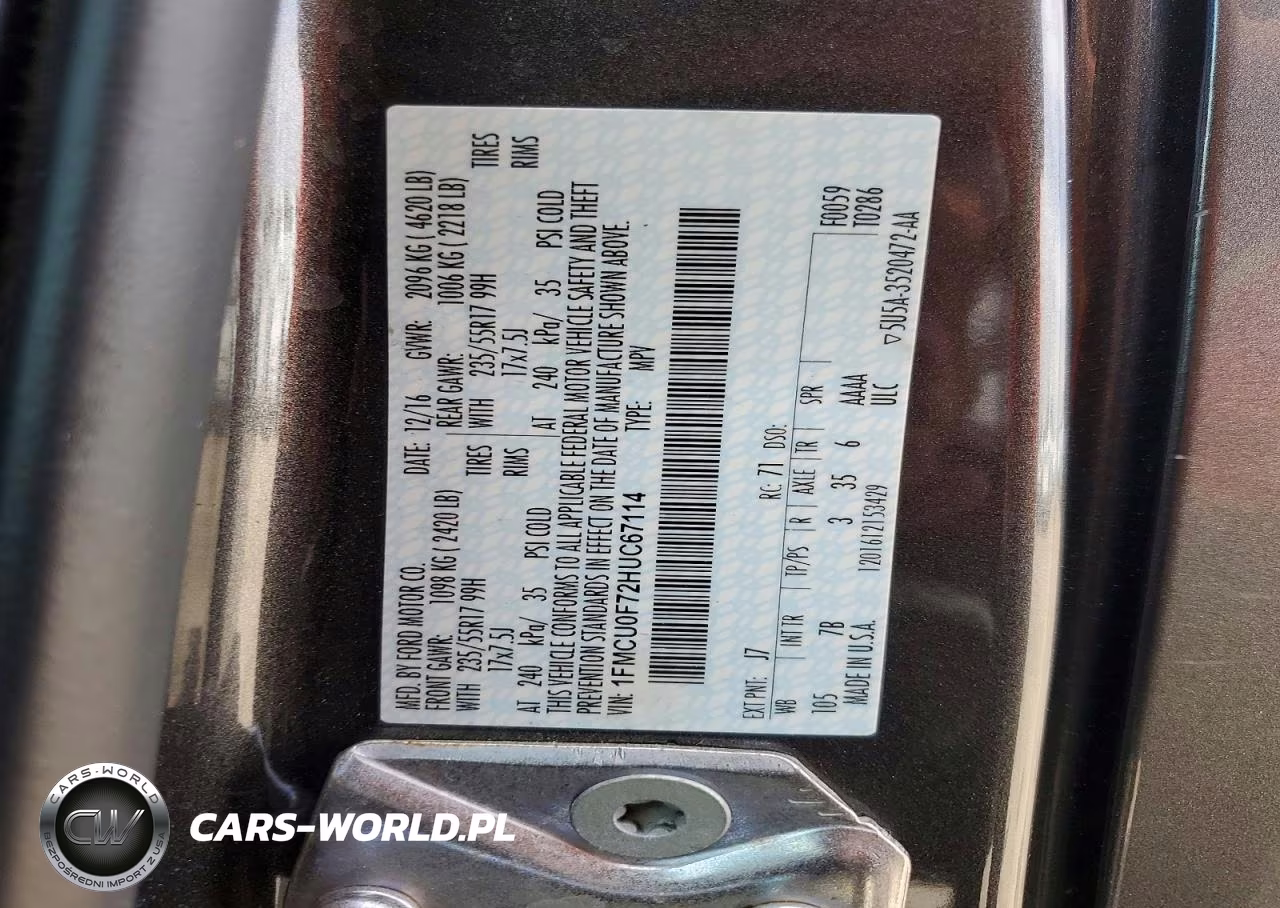 2017 Ford Escape S VIN:1FMCU0F72HUC67114 - 13