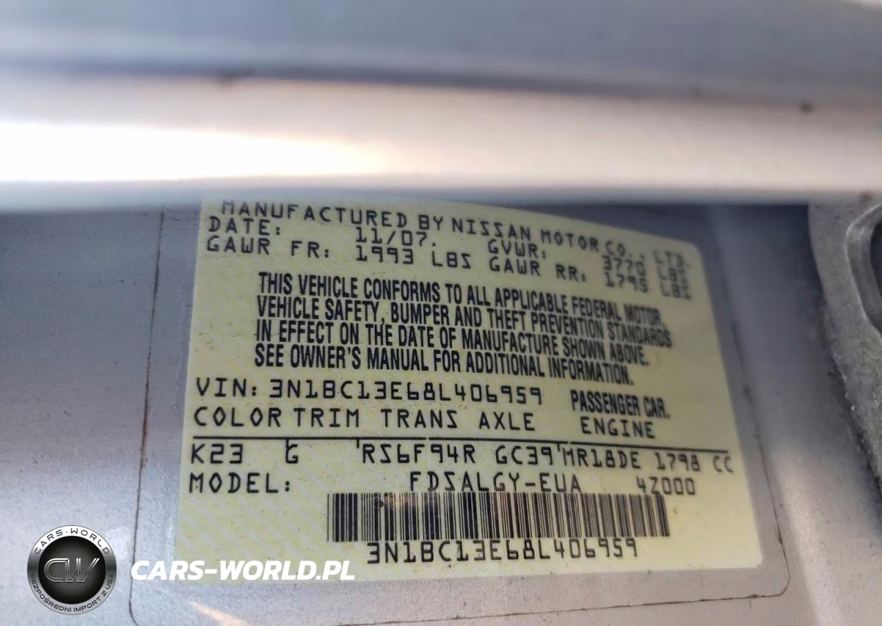 2008 Nissan Versa 1.8 S VIN:3N1BC13E68L406959 - 13