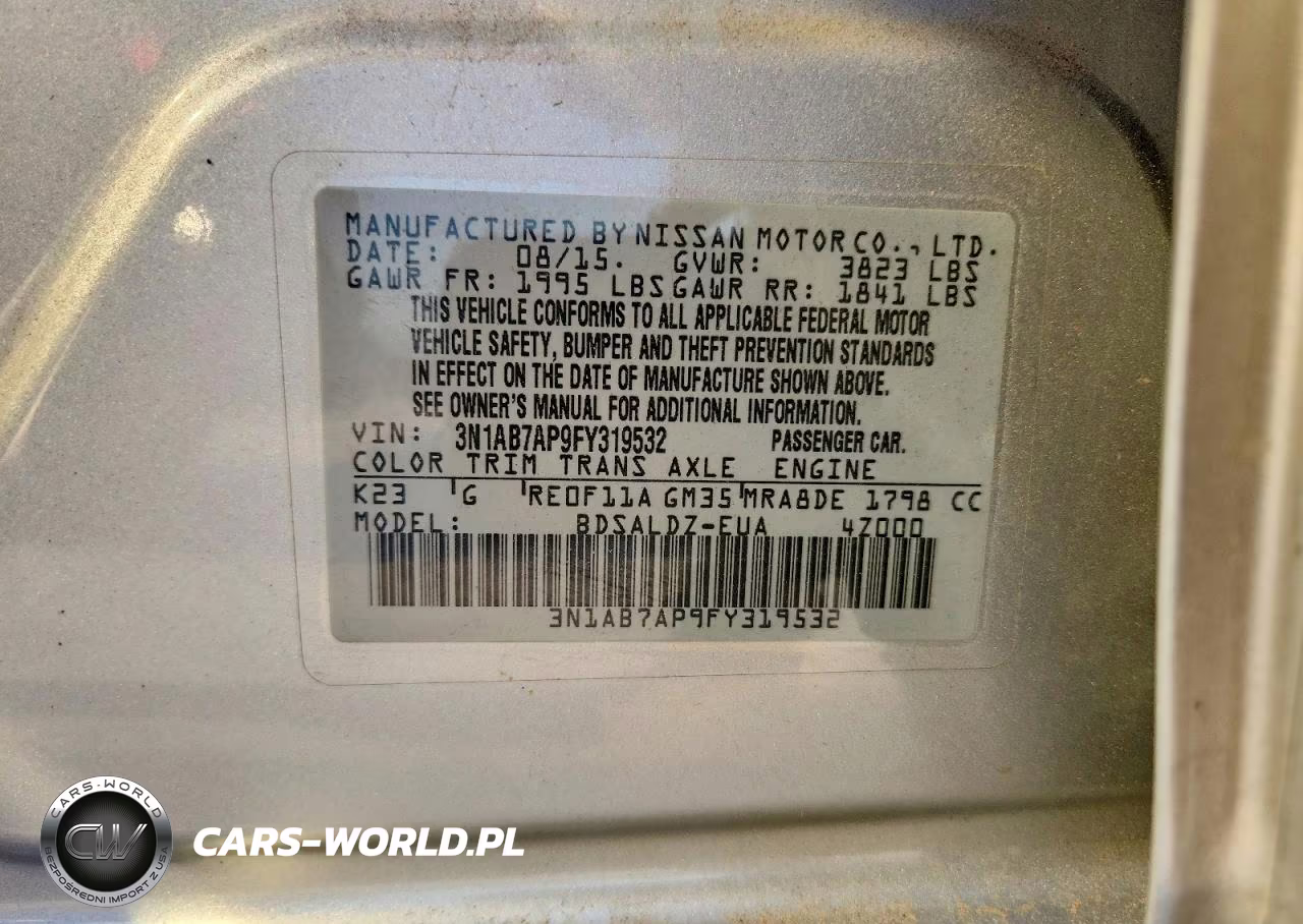 2015 Nissan Sentra Sv VIN:3N1AB7AP9FY319532 - 12
