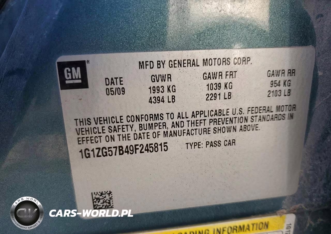 2009 Chevrolet Malibu Ls VIN:1G1ZG57B49F245815 - 13