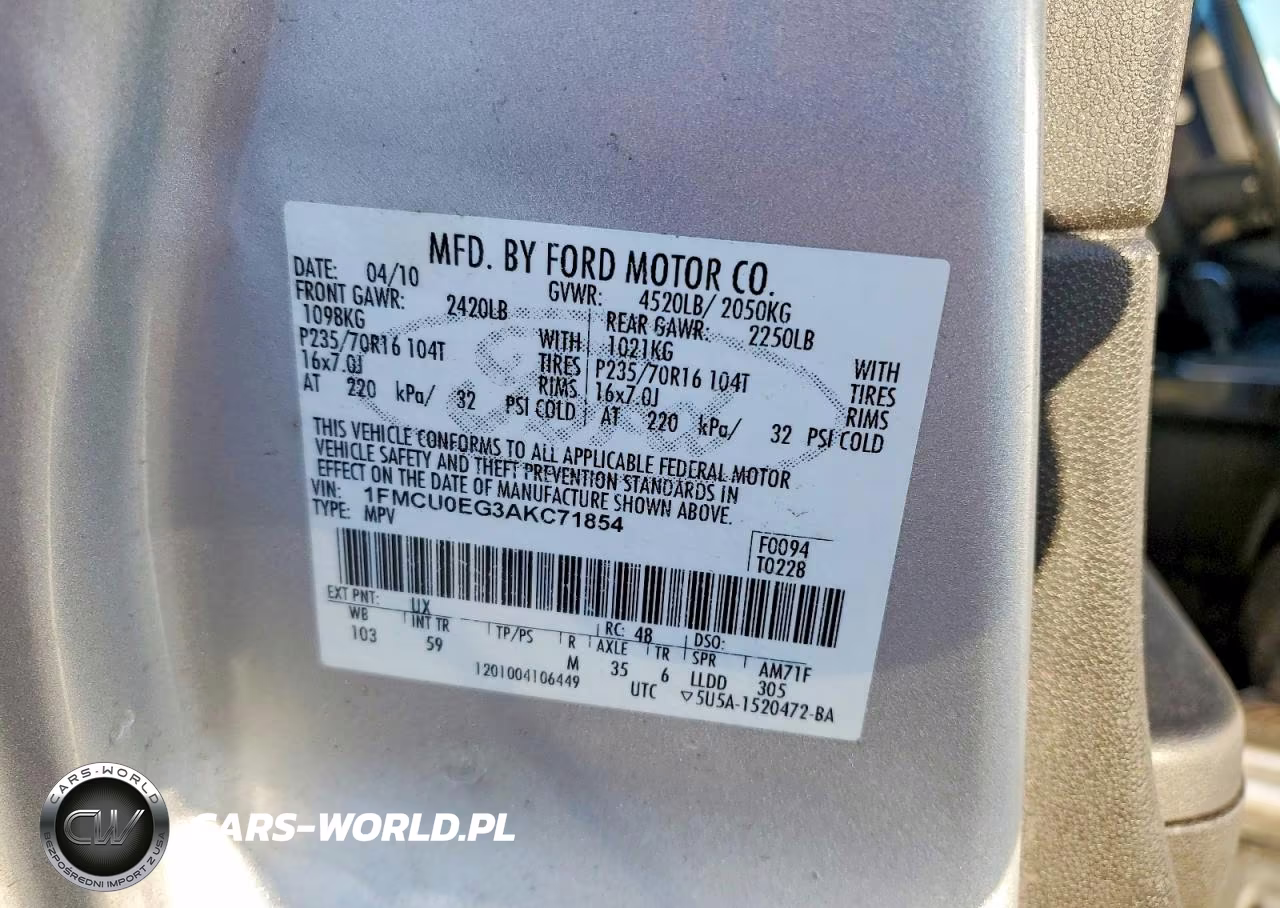 2010 Ford Escape Limited VIN:1FMCU0EG3AKC71854 - 14