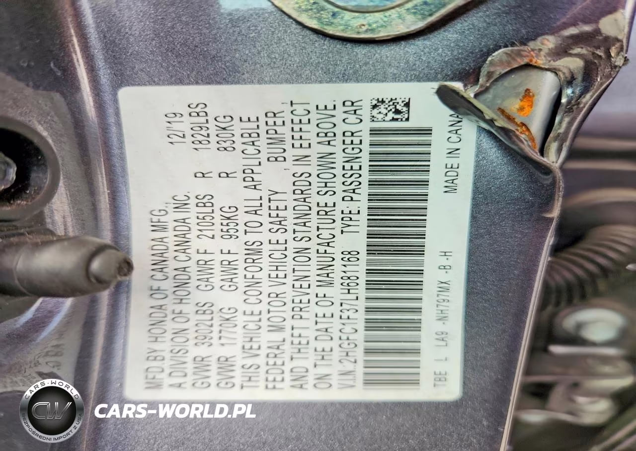 2020 Honda Civic Ex VIN:2HGFC1F37LH681168 - 12