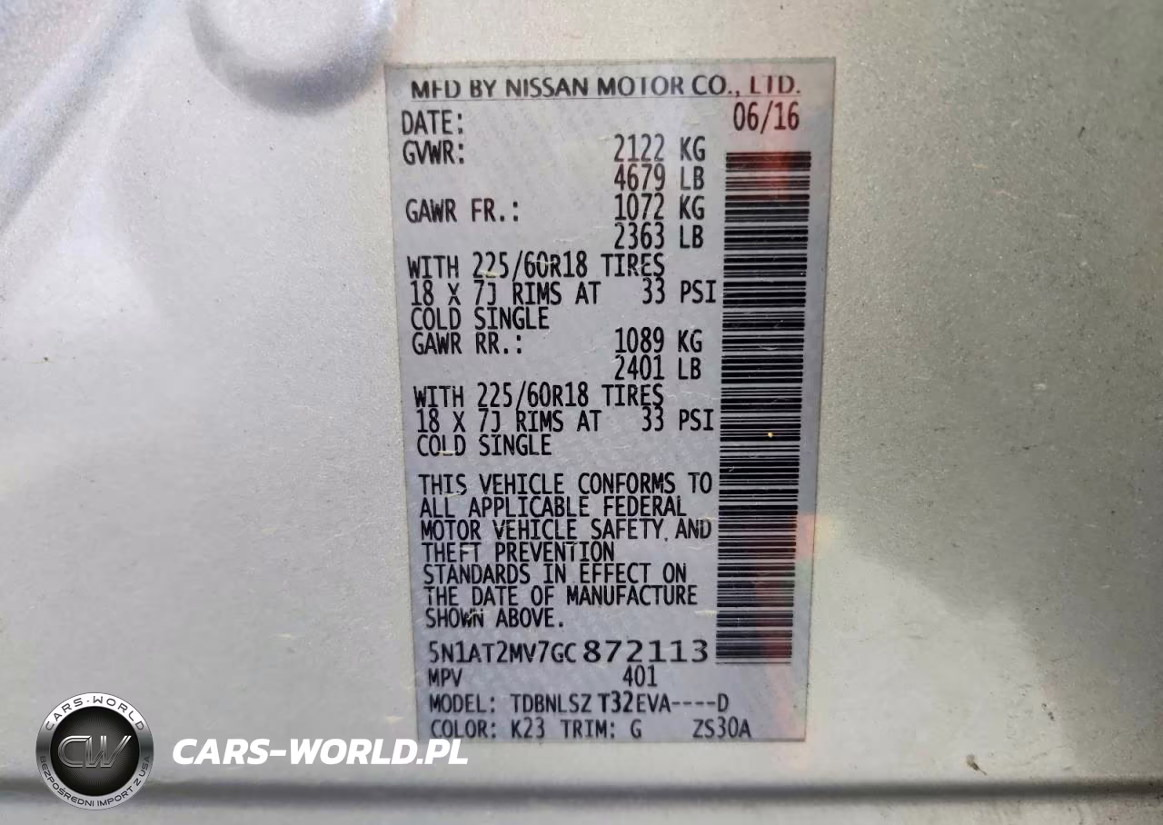 2016 Nissan Rogue Sl VIN:5N1AT2MV7GC872113 - 14