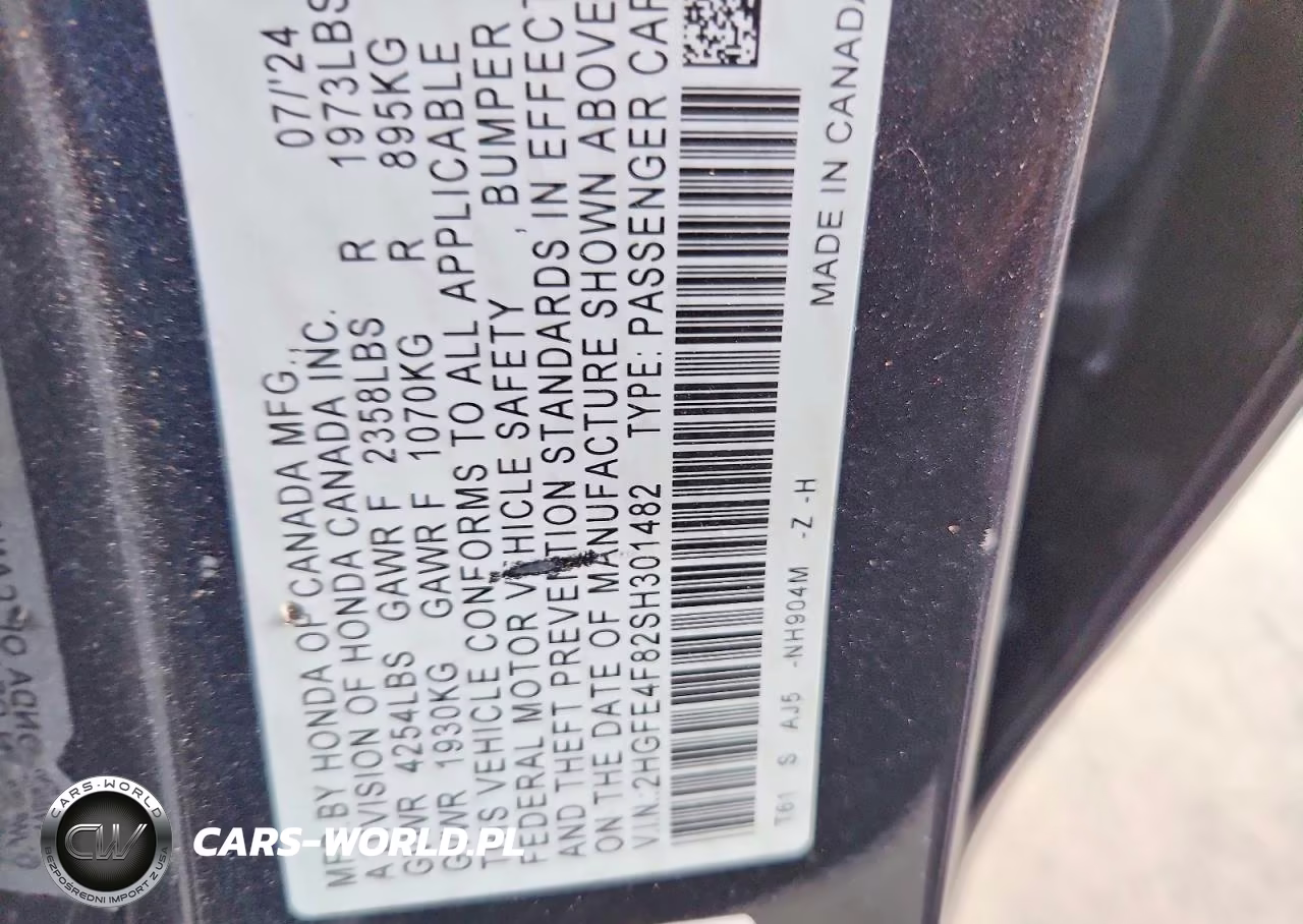 2025 Honda Civic Sport VIN:2HGFE4F82SH301482 - 12