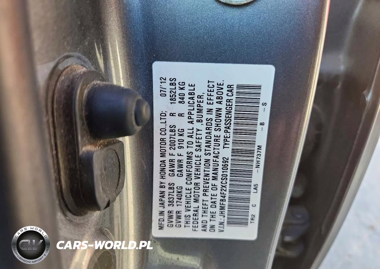 2012 Honda Civic Hybrid VIN:JHMFB4F2XCS010692 - 12